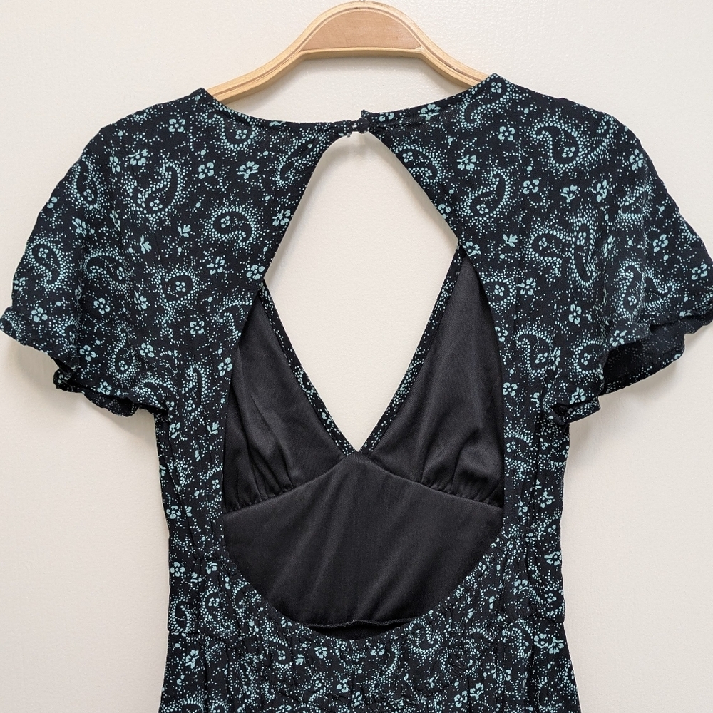 BP Deep V Neck Low Back Paisley Patterned Mini Dress Festival  Small - Picture 6 of 7